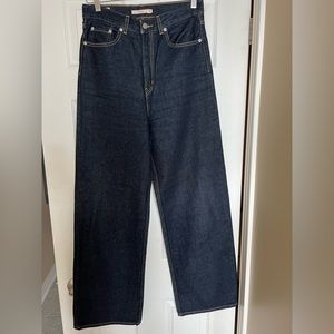 Levi’s High Loose Wide Leg Dark Blue Jeans Size 28